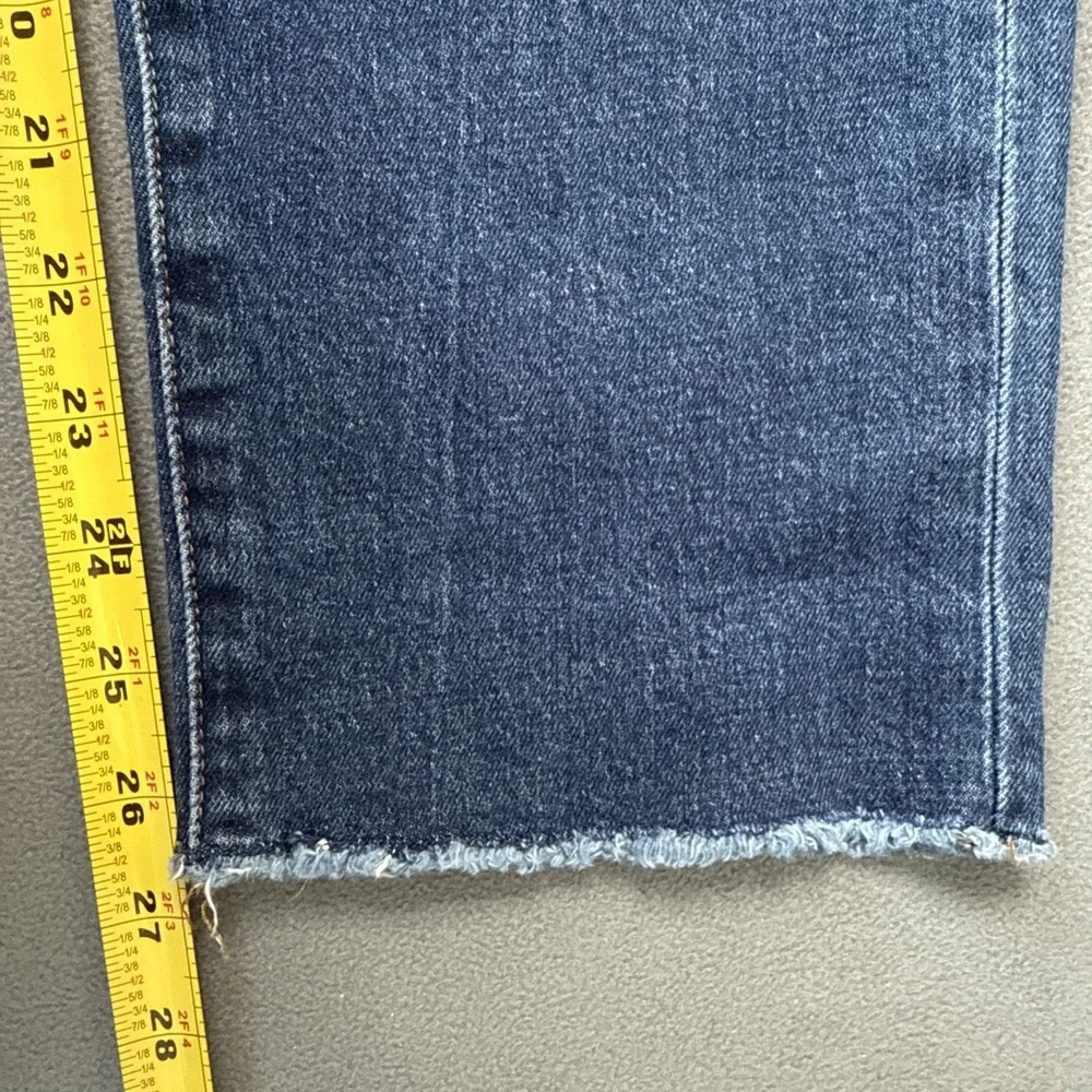 Point‎ Sur Jeans Womens 27 Blue High Rise Slim Boy Distressed Patched Raw Hem